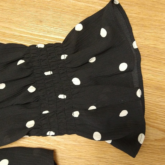 Loft, black with white polka dots blouse, size M, long sleeve, NWT, womens - Picture 2 of 8